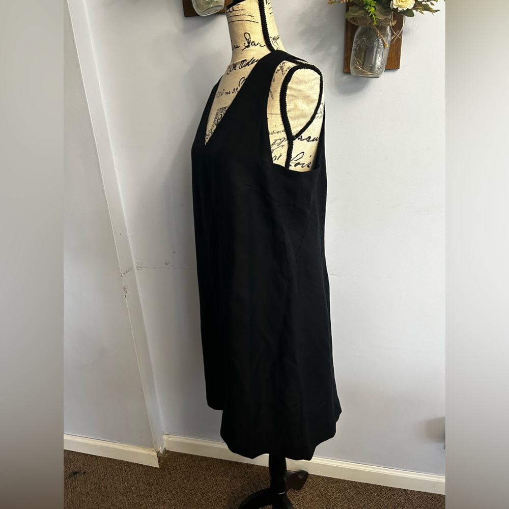 Loft MIDI dress linen viscose‎ lightweight v neck minimalist summer spring - Picture 6 of 10
